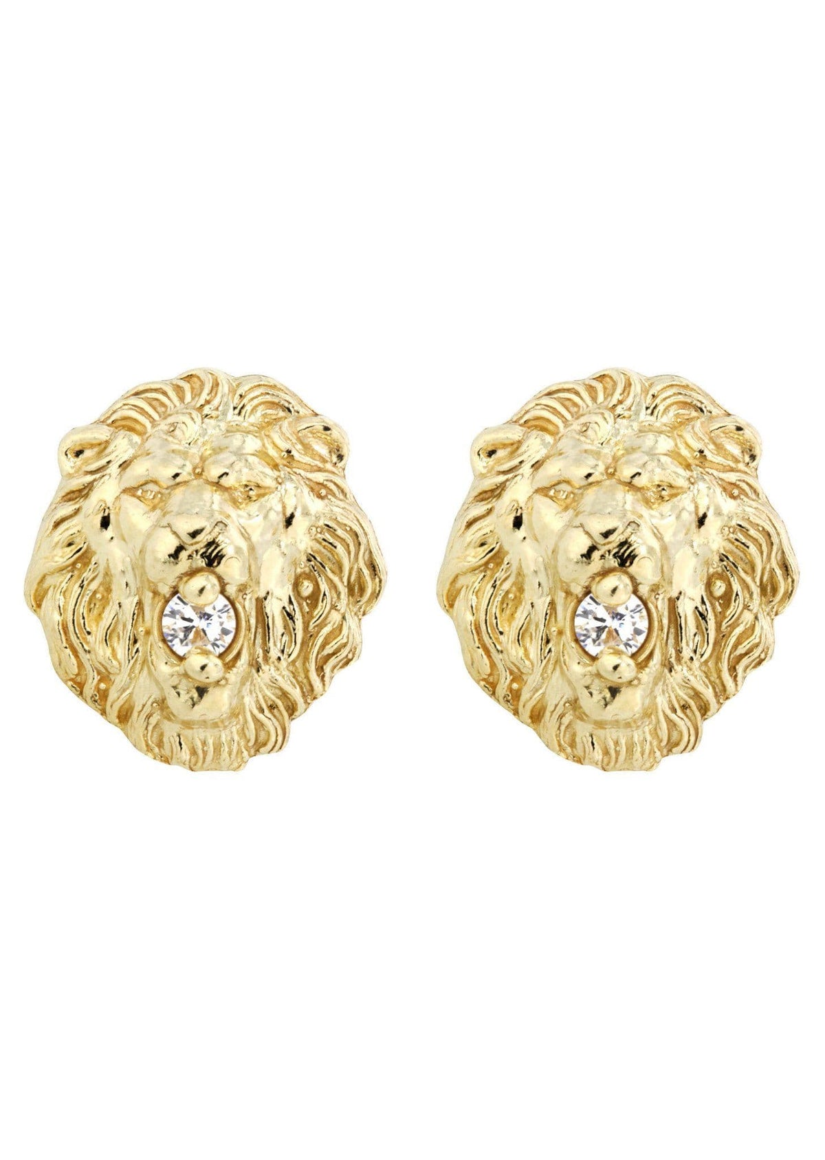 10K Lion Head Gold Earrings For Men | Appx 1/2 Inches Wide