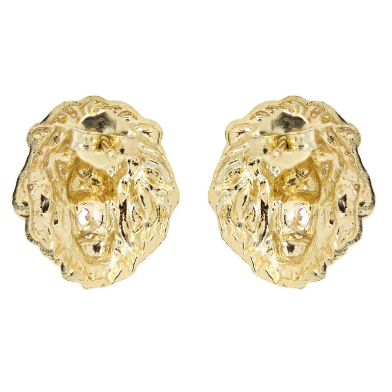 10K Lion Head Gold Earrings For Men | Appx 1/2 Inches Wide