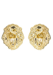 10K Lion Head Gold Earrings For Men | Appx 1/2 Inches Wide