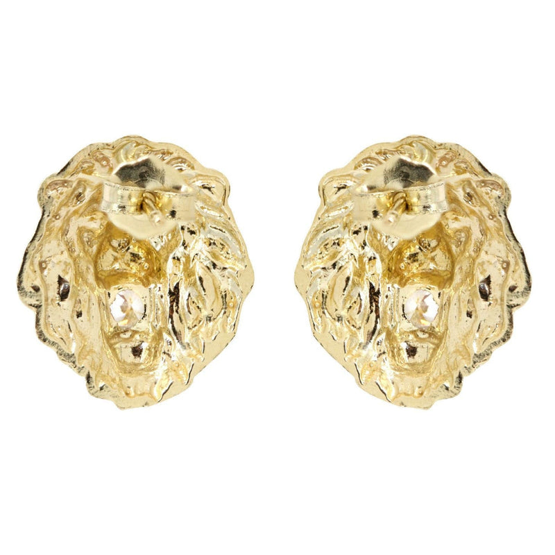 Lion 10K Yellow Gold Studs | Appx. Diameter 0.5 Inches