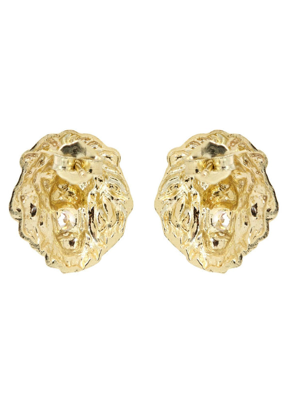 Lion 10K Yellow Gold Studs | Appx. Diameter 0.5 Inches
