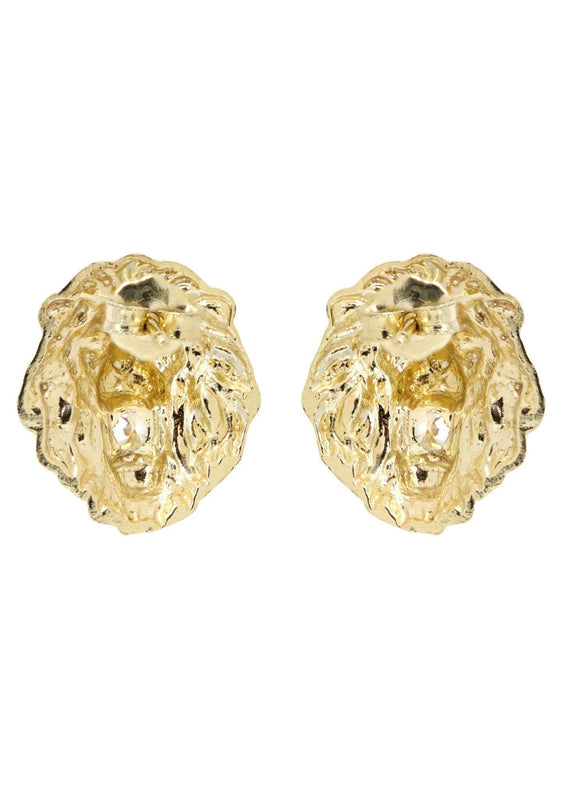 Lion 10K Yellow Gold Studs | Appx. Diameter 0.5 Inches