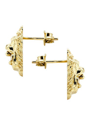 10K Lion Head Gold Earrings For Men | Appx 1/2 Inches Wide