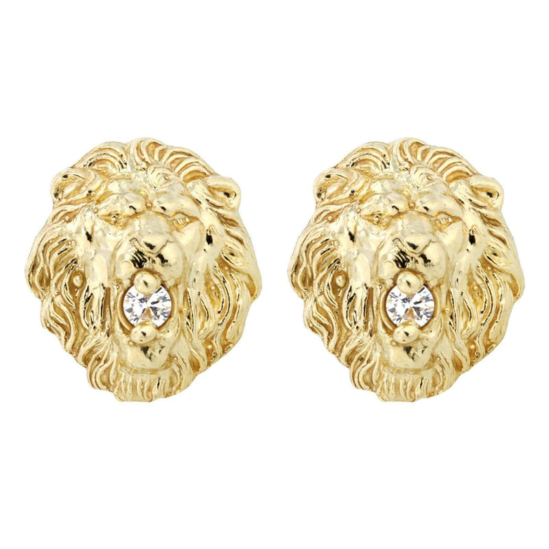 Lion 10K Yellow Gold Studs | Appx. Diameter 0.3 Inches