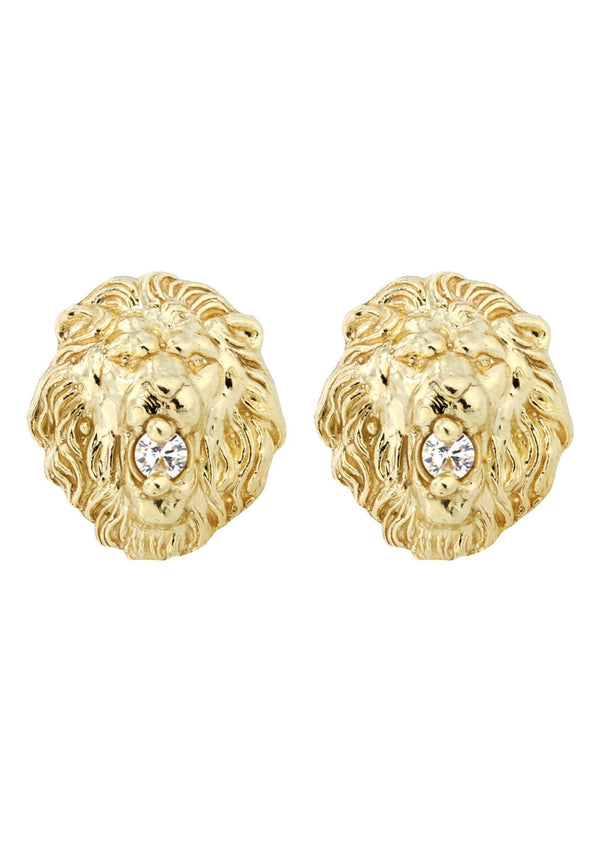 Lion 10K Yellow Gold Studs | Appx. Diameter 0.3 Inches