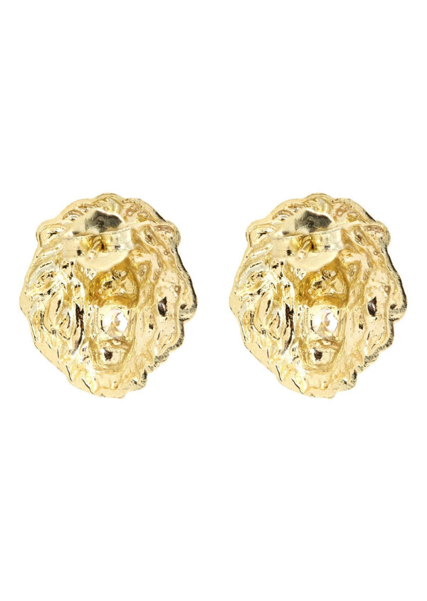 Lion 10K Yellow Gold Studs | Appx. Diameter 0.3 Inches