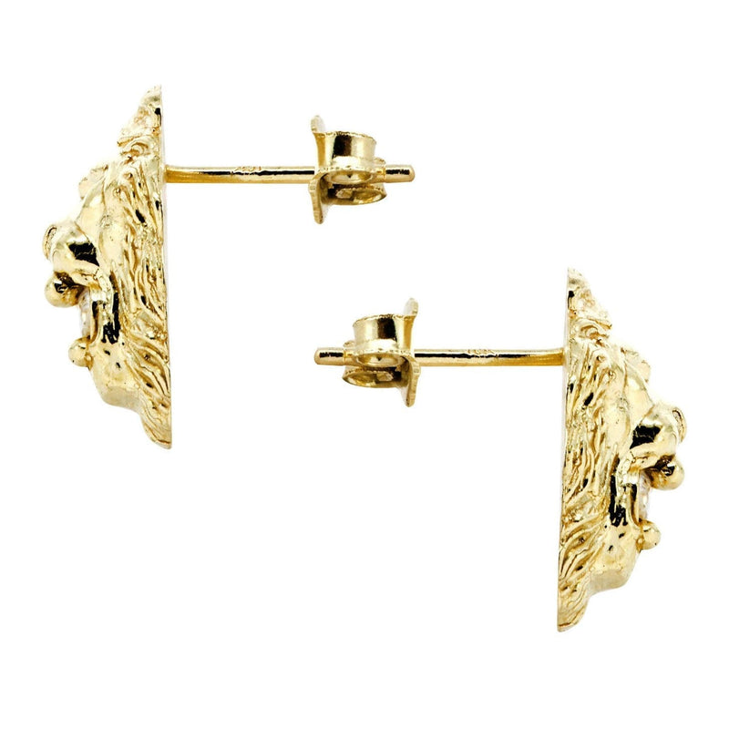 Lion 10K Yellow Gold Studs | Appx. Diameter 0.3 Inches