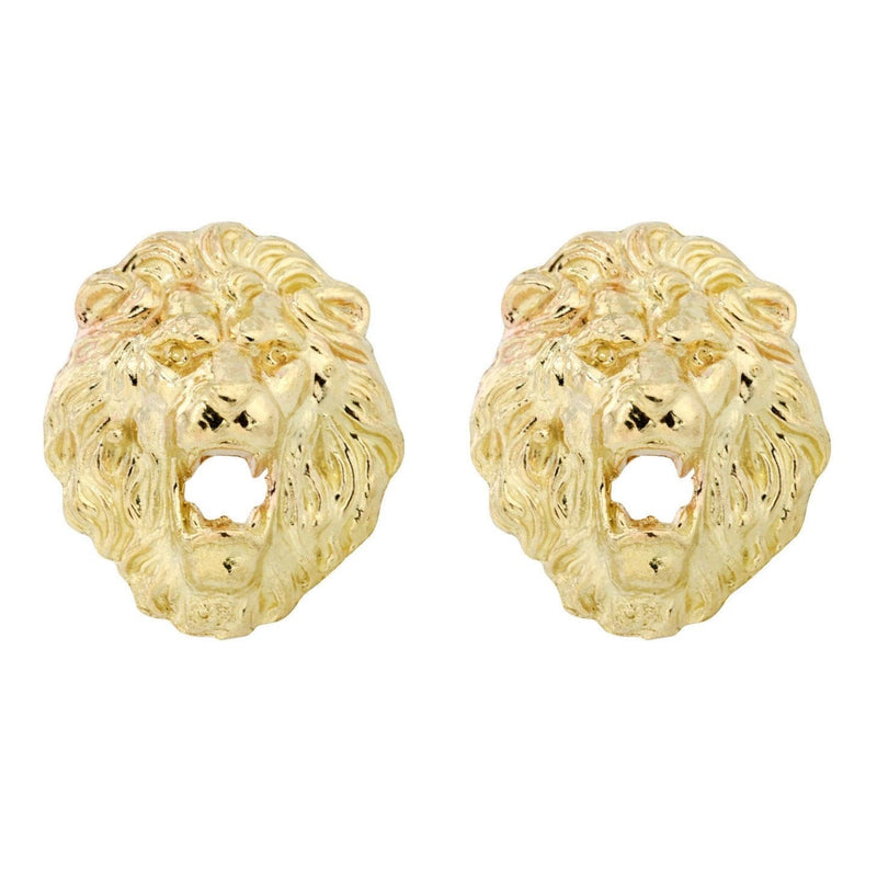 Lion 10K Yellow Gold Studs | Appx. Diameter 0.5 Inches