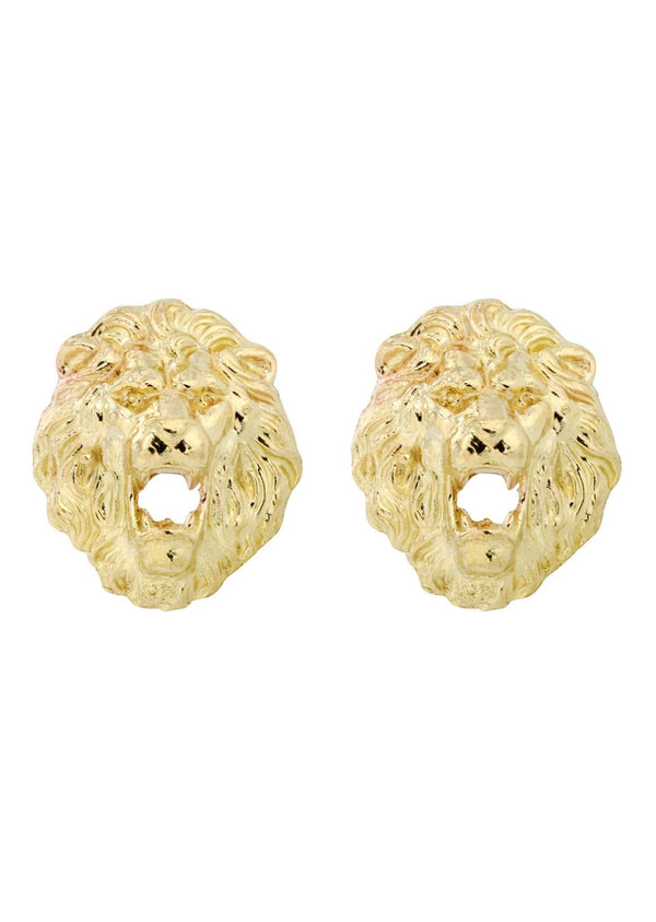 Lion 10K Yellow Gold Studs | Appx. Diameter 0.5 Inches