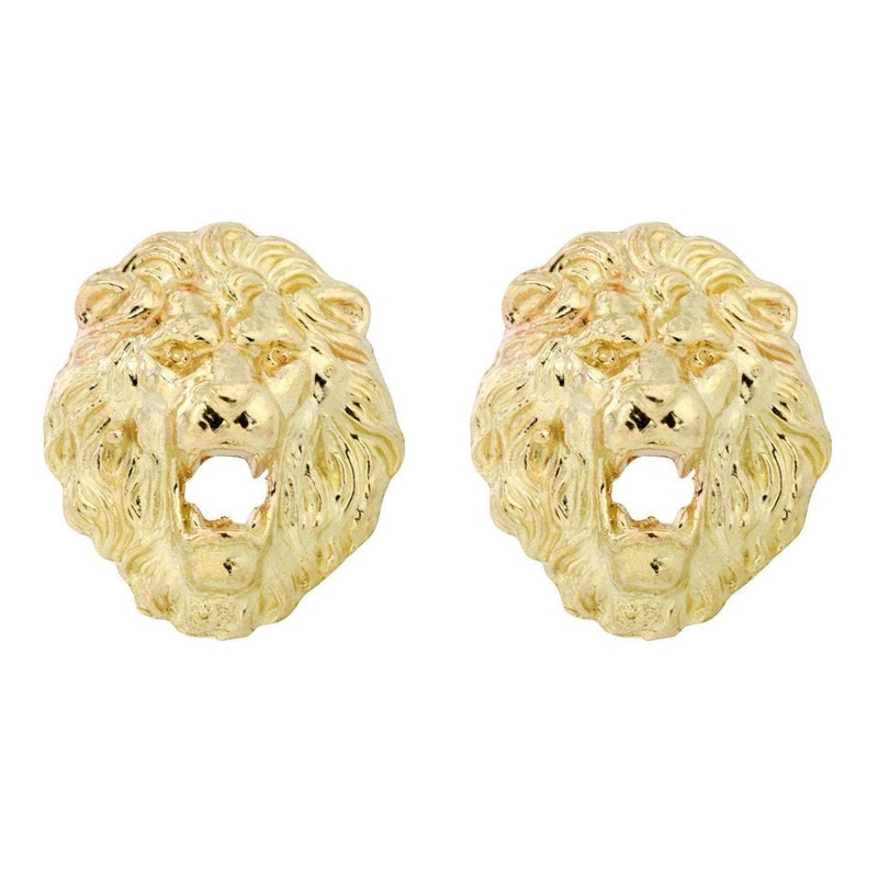 10K Lion Head Gold Earrings For Men | Appx 1/2 Inches Wide