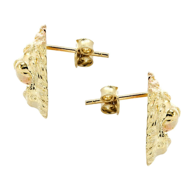Lion 10K Yellow Gold Studs | Appx. Diameter 0.5 Inches