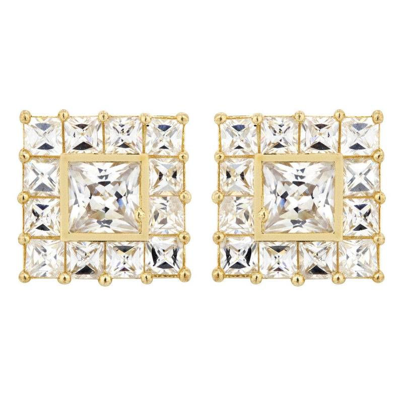 Cz 10K Yellow Gold Studs | Appx. Diamter 0.5 Inches
