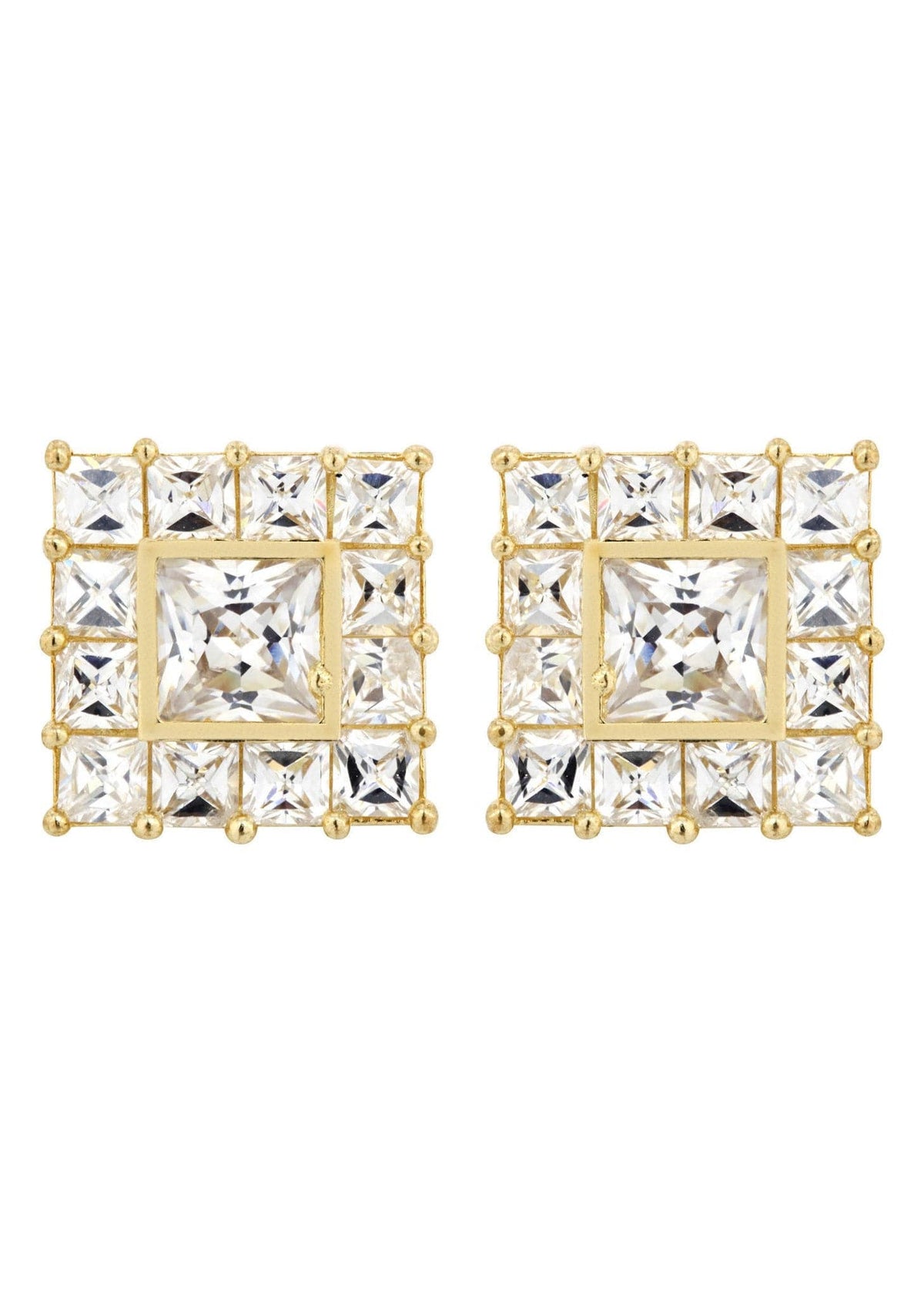 Cz 10K Yellow Gold Studs | Appx. Diamter 0.5 Inches