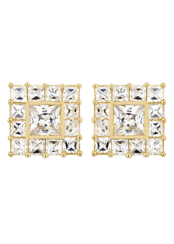 Cz 10K Yellow Gold Studs | Appx. Diamter 0.5 Inches