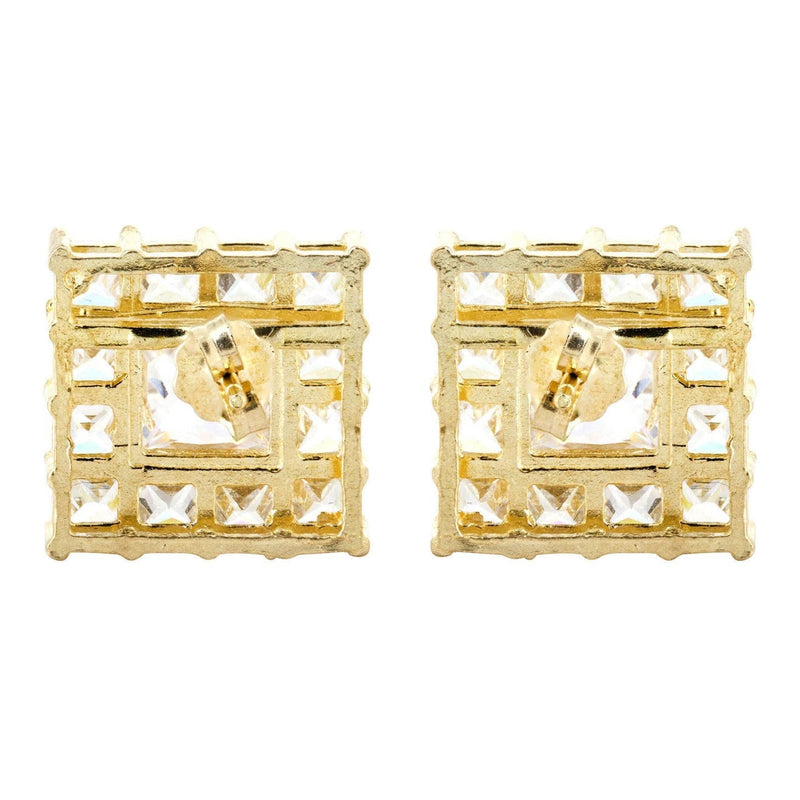 Cz 10K Yellow Gold Studs | Appx. Diamter 0.5 Inches
