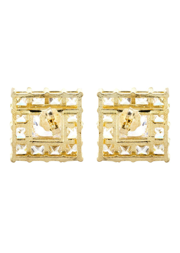 Cz 10K Yellow Gold Studs | Appx. Diamter 0.5 Inches