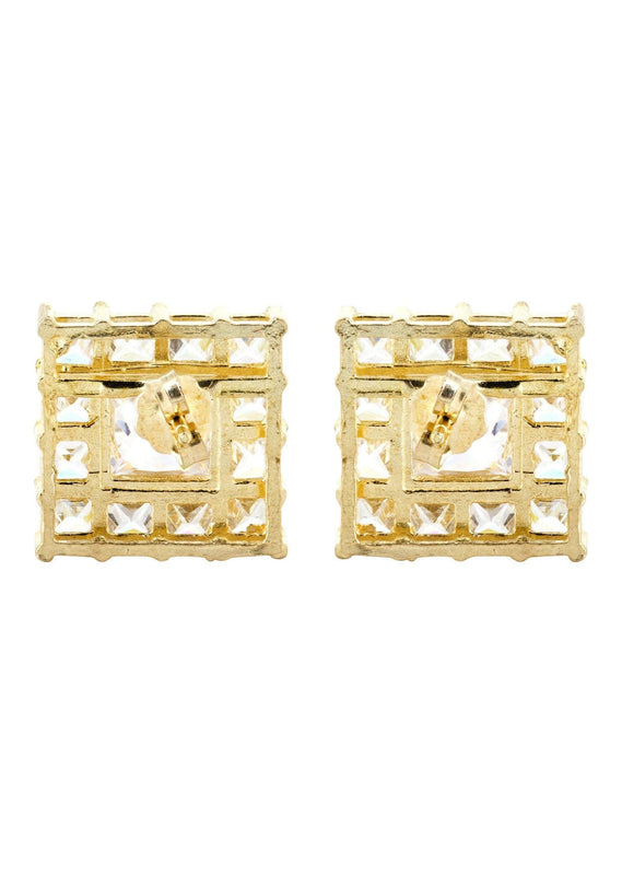 Cz 10K Yellow Gold Studs | Appx. Diamter 0.5 Inches