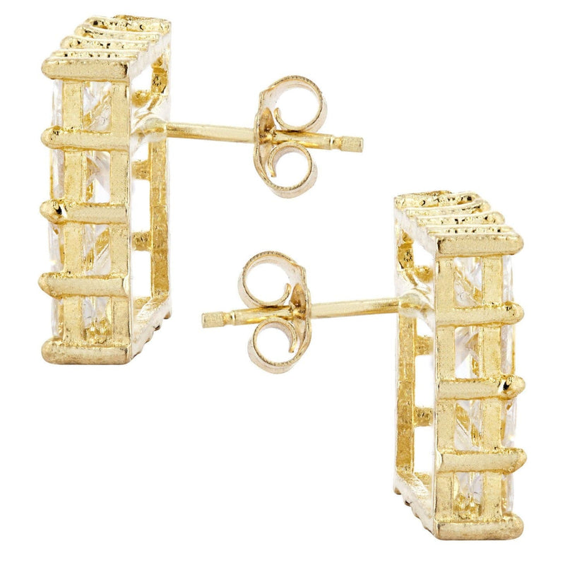 Cz 10K Yellow Gold Studs | Appx. Diamter 0.5 Inches