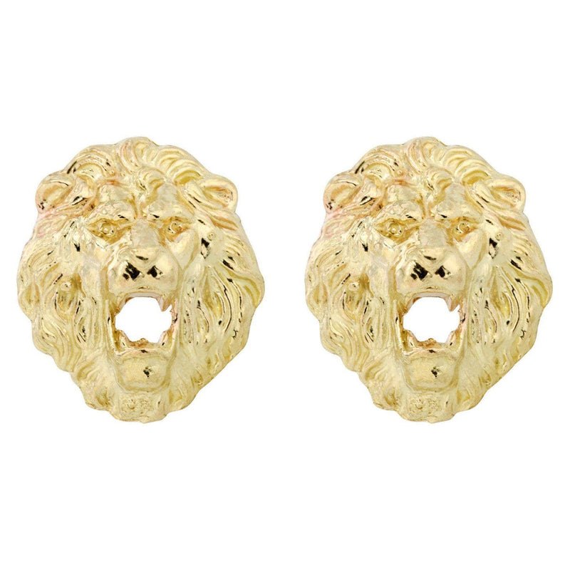 10K Lion Head Gold Earrings For Men | Appx 1/4 Inches Wide