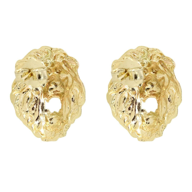 10K Lion Head Gold Earrings For Men | Appx 1/4 Inches Wide