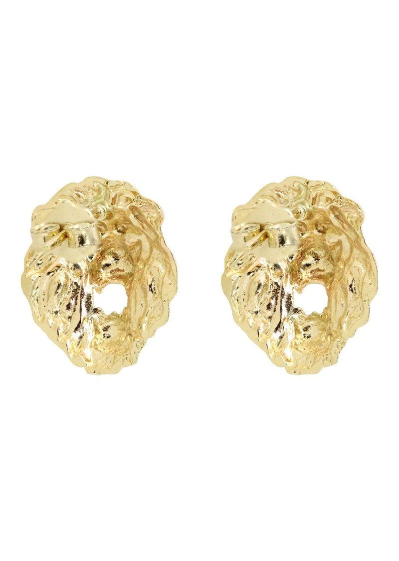 10K Lion Head Gold Earrings For Men | Appx 1/4 Inches Wide
