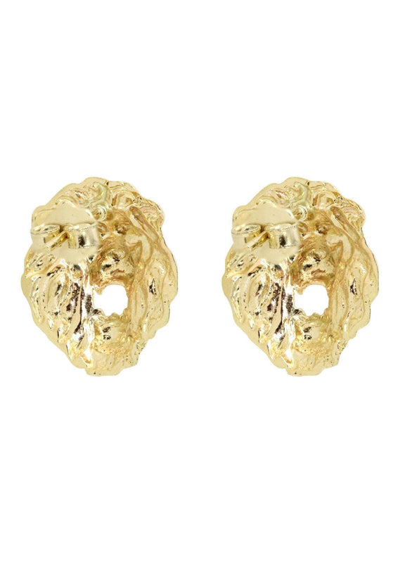 10K Lion Head Gold Earrings For Men | Appx 1/4 Inches Wide