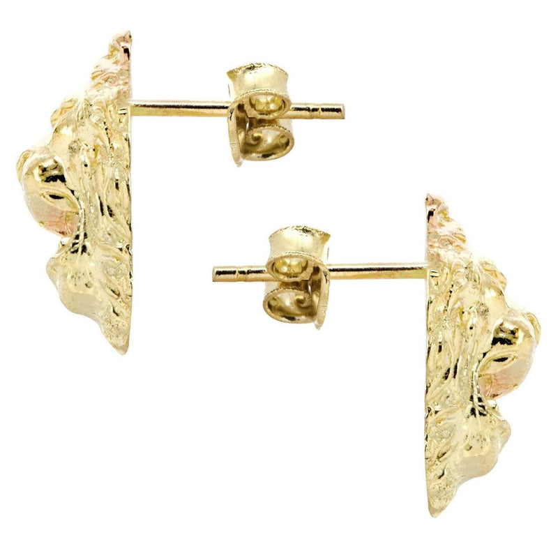 10K Lion Head Gold Earrings For Men | Appx 1/4 Inches Wide