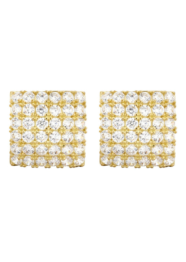 Cz 10K Yellow Gold Studs | Appx. Diameter 0.5 Inches