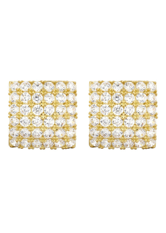 Cz 10K Yellow Gold Studs | Appx. Diameter 0.5 Inches