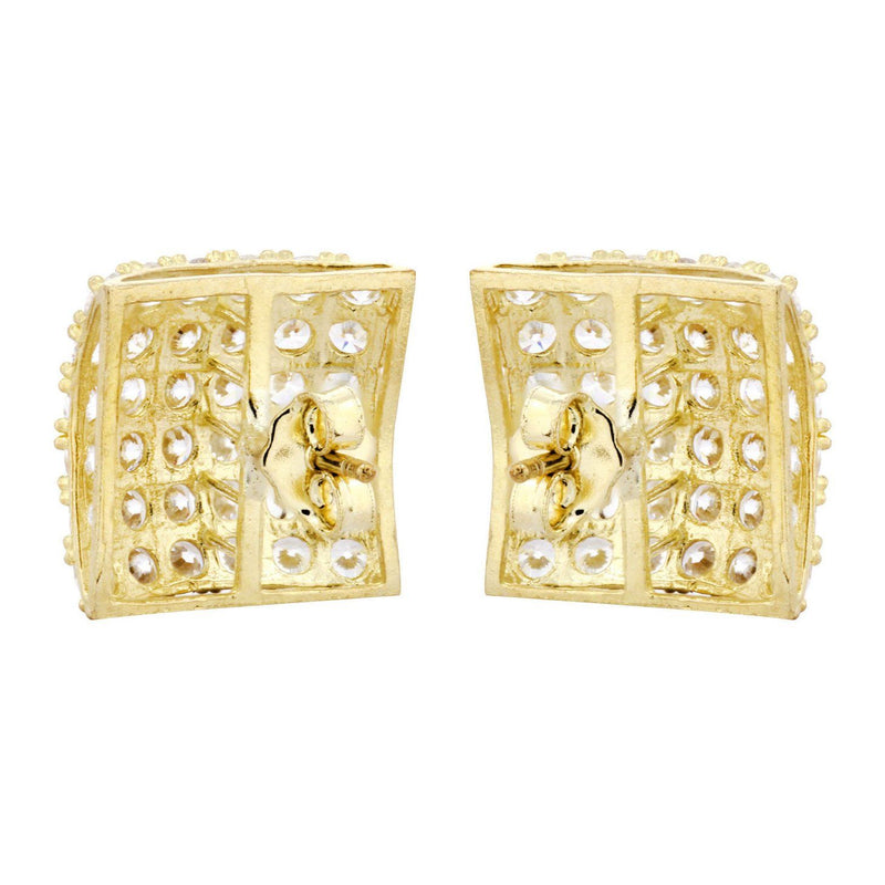 10K Square Gold Earrings For Men | Appx 1/2 Inches Wide