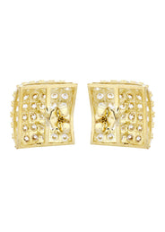 10K Square Gold Earrings For Men | Appx 1/2 Inches Wide