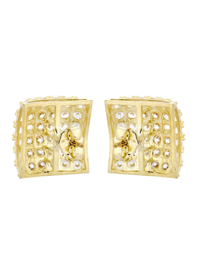 10K Square Gold Earrings For Men | Appx 1/2 Inches Wide