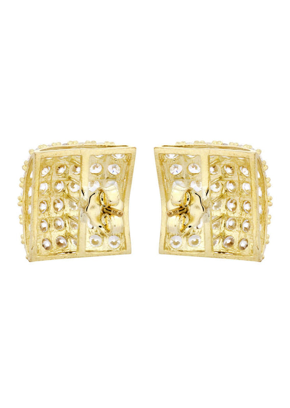 10K Square Gold Earrings For Men | Appx 1/2 Inches Wide