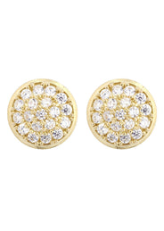 Cz 10K Yellow Gold Studs | Appx. Diameter 0.5 Inches