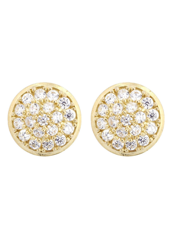 Cz 10K Yellow Gold Studs | Appx. Diameter 0.5 Inches