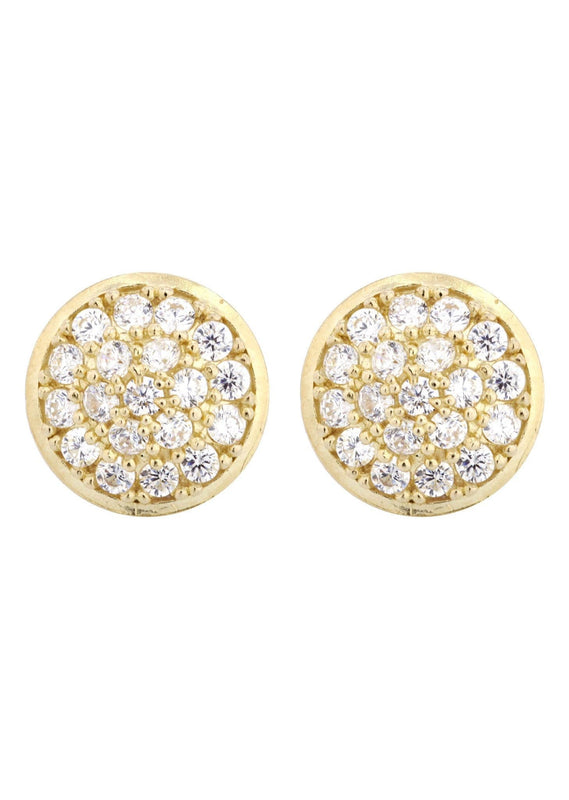 Cz 10K Yellow Gold Studs | Appx. Diameter 0.5 Inches