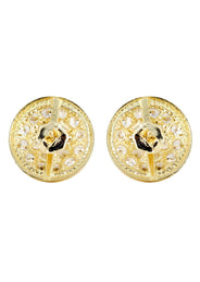 Cz 10K Yellow Gold Studs | Appx. Diameter 0.5 Inches