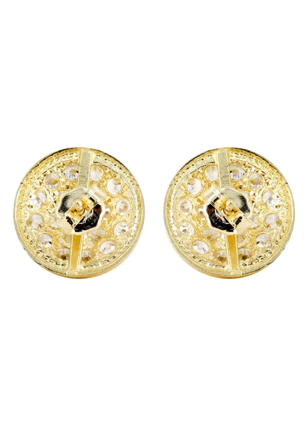Cz 10K Yellow Gold Studs | Appx. Diameter 0.5 Inches