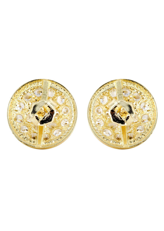 Cz 10K Yellow Gold Studs | Appx. Diameter 0.5 Inches