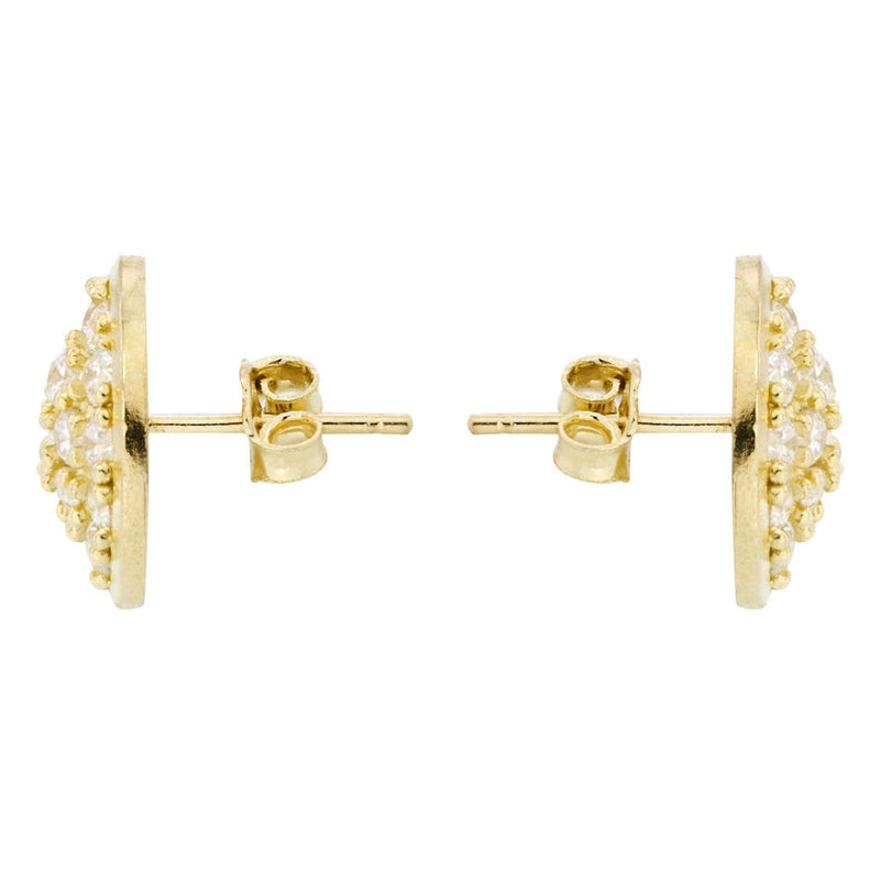 Cz 10K Yellow Gold Studs | Appx. Diameter 0.5 Inches
