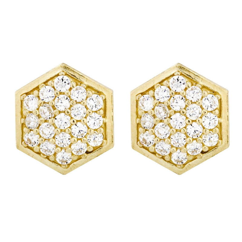 Cz 10K Yellow Gold Studs | Appx. Diameter 0.5 Inches