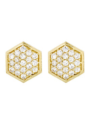 Cz 10K Yellow Gold Studs | Appx. Diameter 0.5 Inches