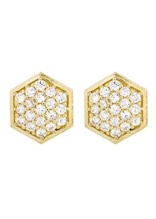 Cz 10K Yellow Gold Studs | Appx. Diameter 0.5 Inches