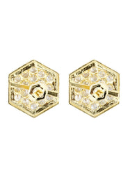 Cz 10K Yellow Gold Studs | Appx. Diameter 0.5 Inches