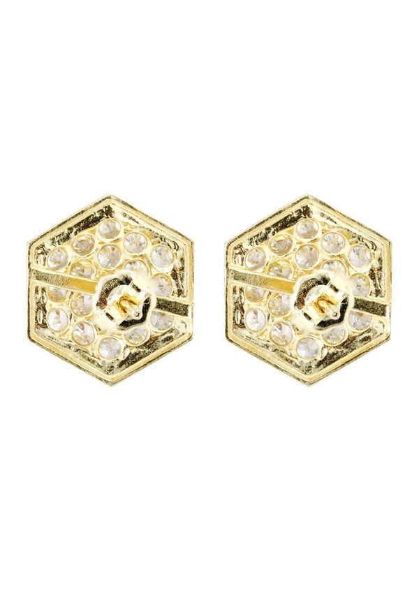 Cz 10K Yellow Gold Studs | Appx. Diameter 0.5 Inches