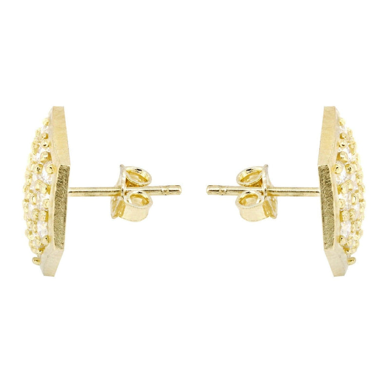 Cz 10K Yellow Gold Studs | Appx. Diameter 0.5 Inches