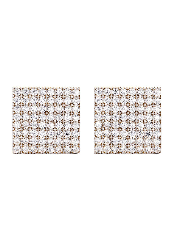 Cz 10K Yellow Gold Studs | Appx. Diameter 0.5 Inches