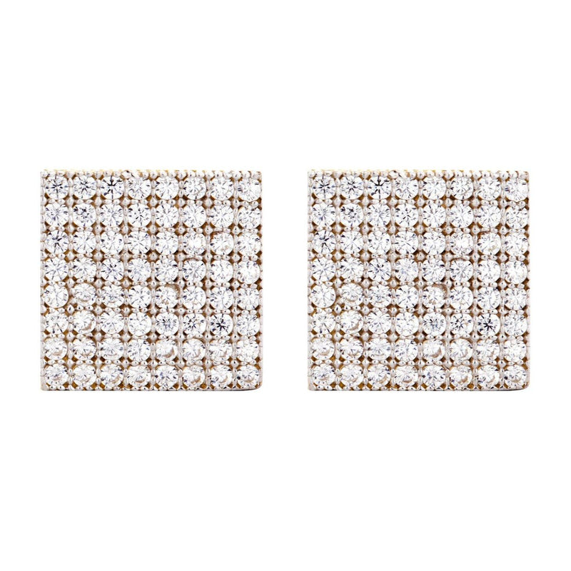 10K Square Gold Earrings For Men | Appx 1/2 Inches Wide