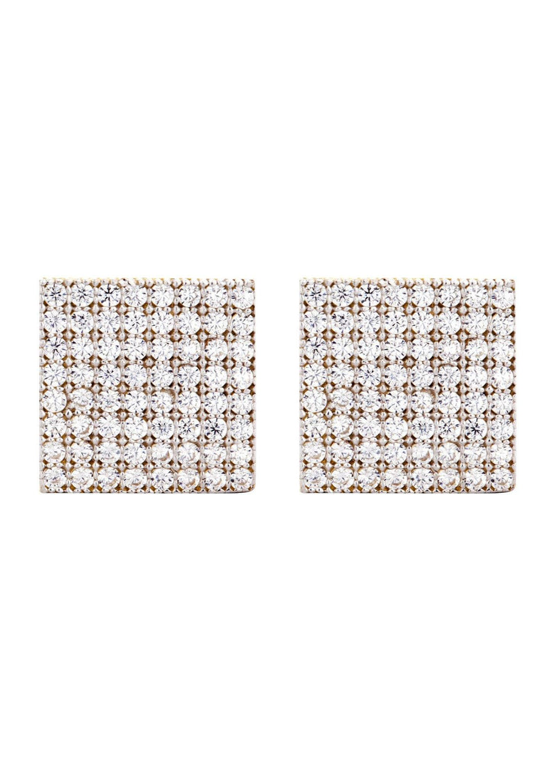 10K Square Gold Earrings For Men | Appx 1/2 Inches Wide
