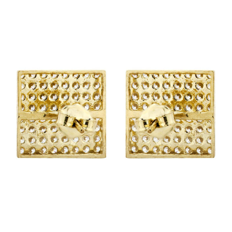 10K Square Gold Earrings For Men | Appx 1/2 Inches Wide